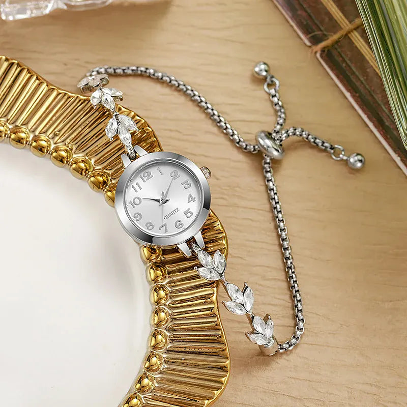 High-Tech Lindjee Women's Clover Diamond Watch in Silver - sparkling diamond accents luxury wristwatch