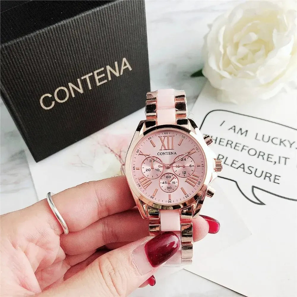 High-Tech Lindjee Top Brand Luxury Watch for Women in Pink - feminine pink dial fashion watch
