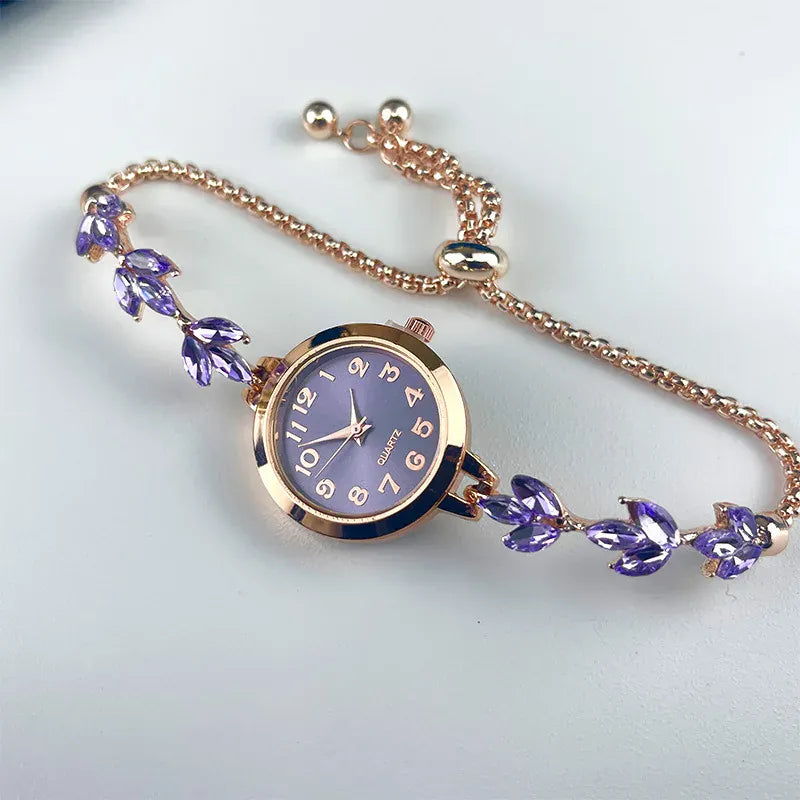 High-Tech Lindjee Purple Women's Clover Diamond Watch