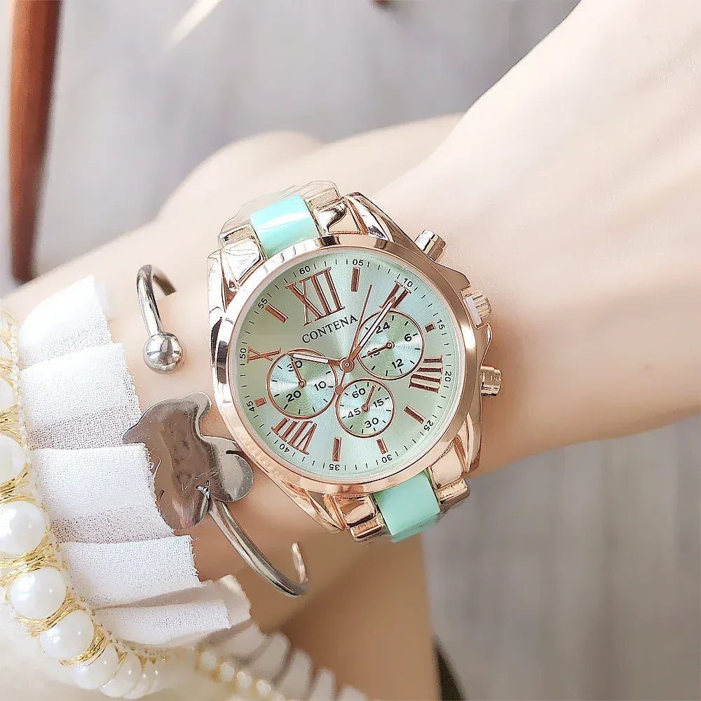 High-Tech Lindjee Top Brand Luxury Watch for Women in Green - unique green dial luxury wristwatch