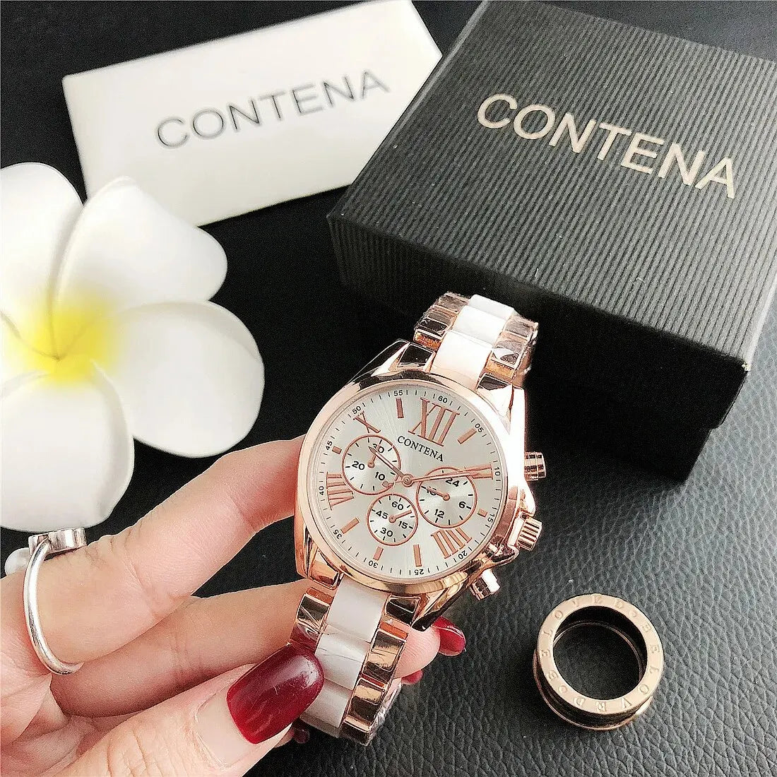 High-Tech Lindjee Top Brand Luxury Watch for Women in White - classic white dial elegant timepiece